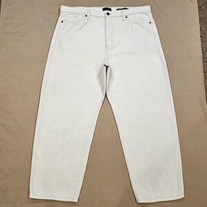 Banana Republic High Rise Barrel Fit Cream Denim Jeans Womens 34 Stretch